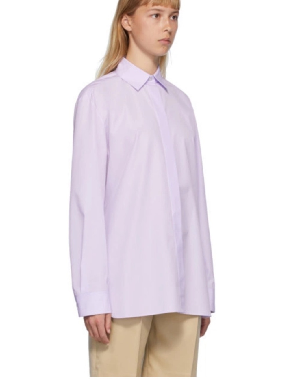 The Row Lilac Big Sisea Long-Sleeve Button-Down Shirt